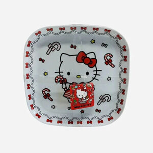 Hello Kitty Pink Melamine Candy Cane Christmas Dinner Plates Set of 4